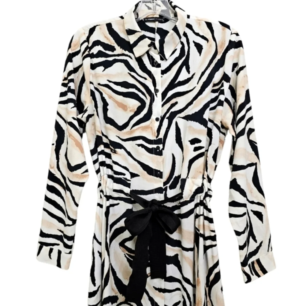 Nwot LC Waikiki Classic Longsleeve White/Black/Tan Animal Print Maxidress - Picture 6 of 16
